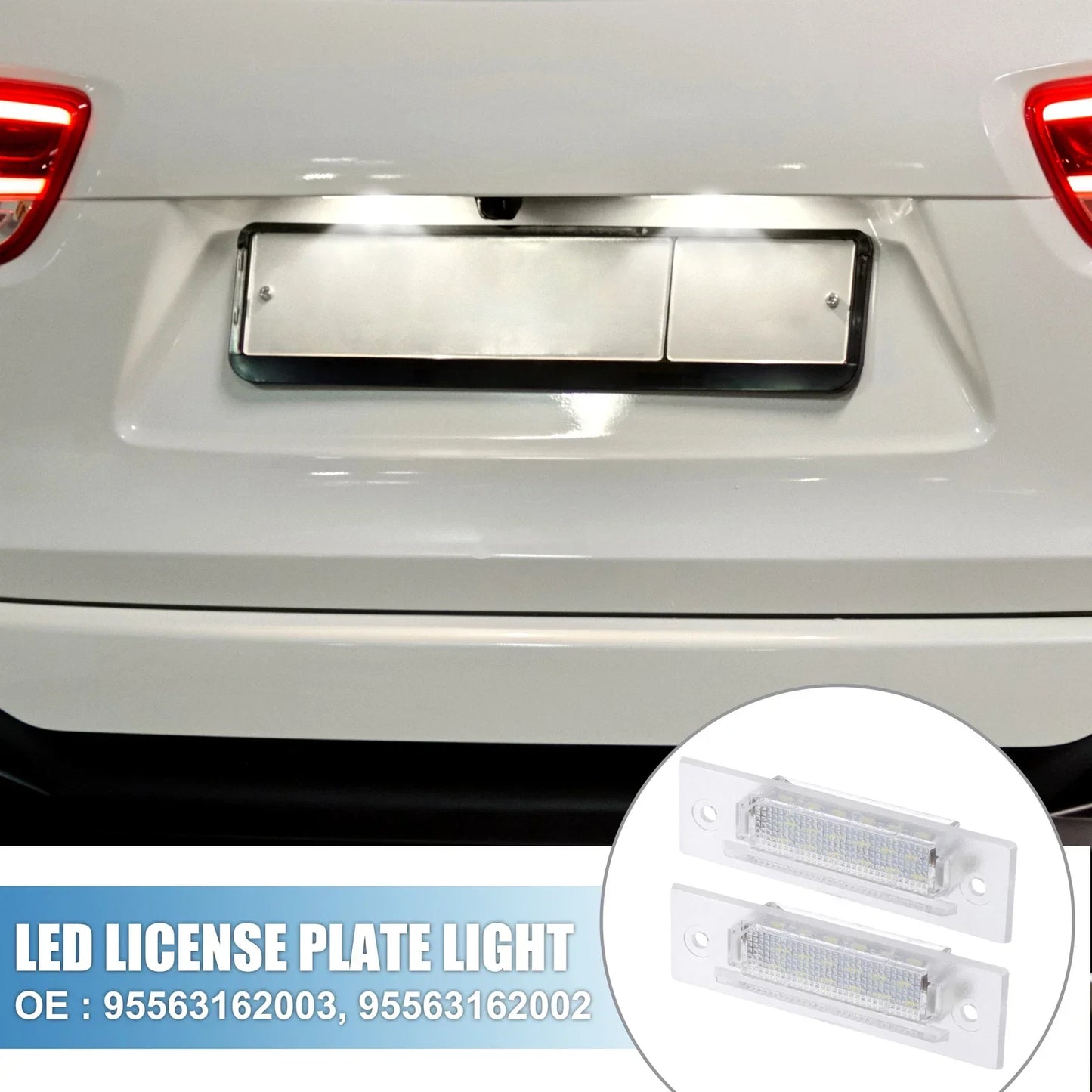 2 x 6500K White LED License Plate Lights for Porsche Boxster (1999-2004)