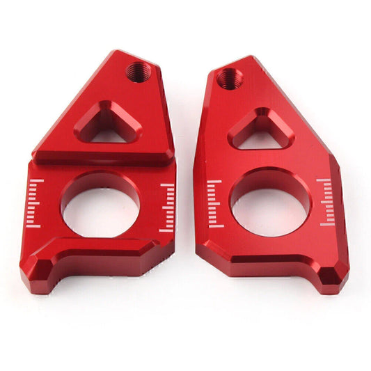 Yamaha YZF FZ8 FZ1 TMAX Red Motorcycle Axle Spindle Chain Adjuster Blocks