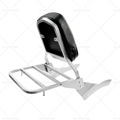Chrome Backrest Sissy Bar Luggage Rack for Yamaha Vstar 650 400 (98-18)