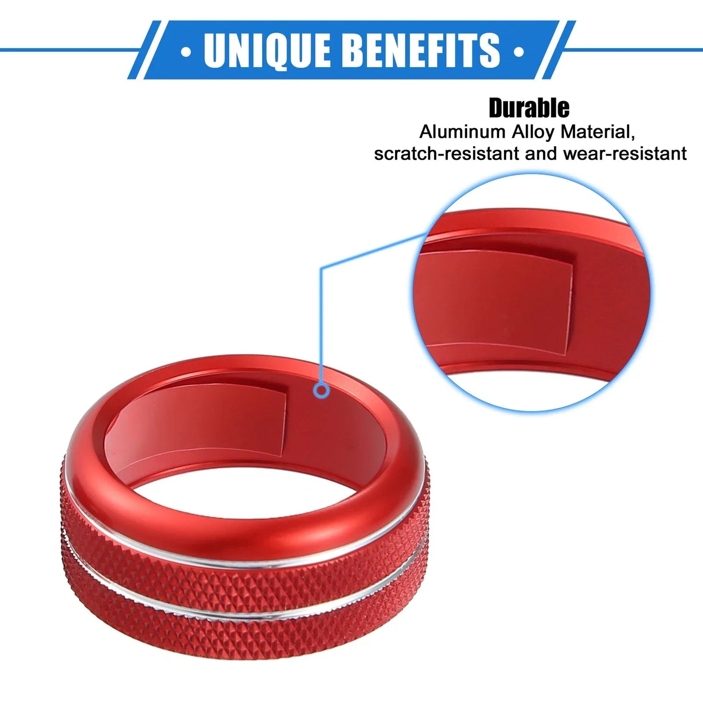 3 x AC Climate Control Knob Rings for Chevrolet Corvette C6 (2005-2013) Red