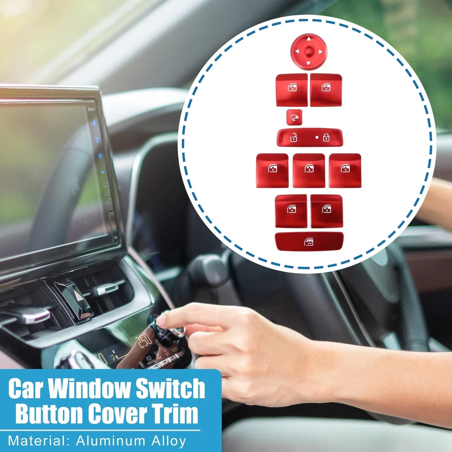 Window Switch Button Cover Trim for Hyundai Elantra 2021-2022 Red