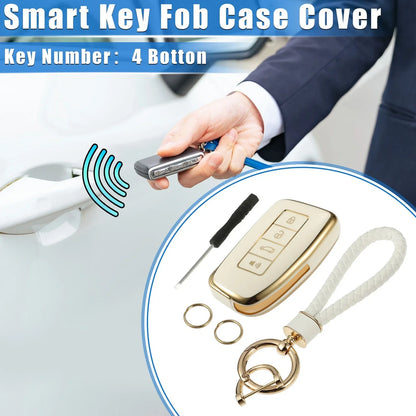 Key Fob Cover Set for Lexus LS UX LC 2013-2017 - 4 Button Remote - White