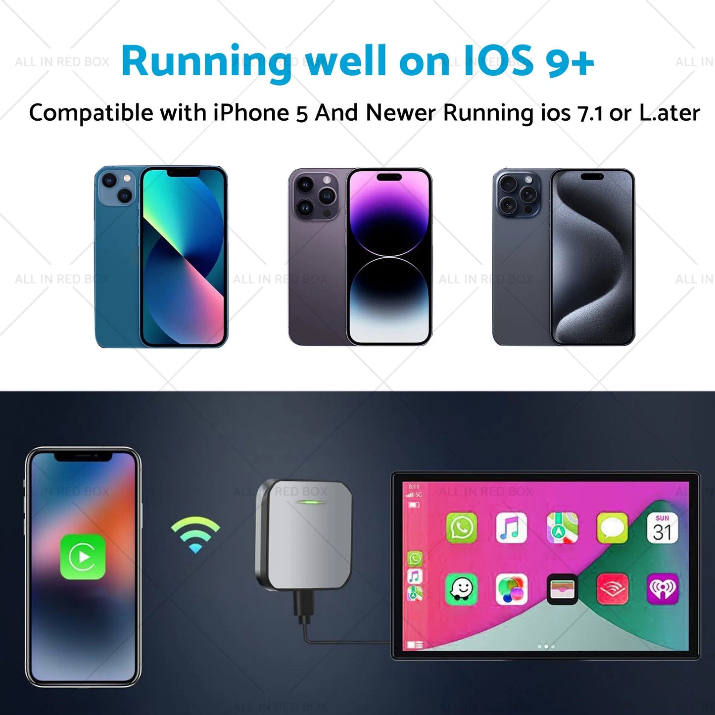 USB Bluetooth Wireless Receiver for Apple CarPlay - Gray
