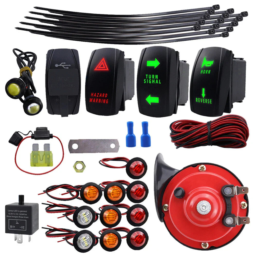 Rocker Switch Relay Turn Signal Kit for Polaris RZR Ranger XP Turbo & Can-Am
