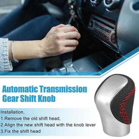 Automatic Gear Shift Knob Cover for Lexus - Silver Tone with Red Thread