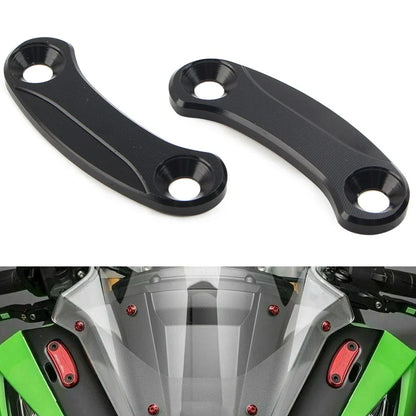 Kawasaki ZX-10R Rearview Mirror Block Off Base Plates Cover BLACK (2016-2021)