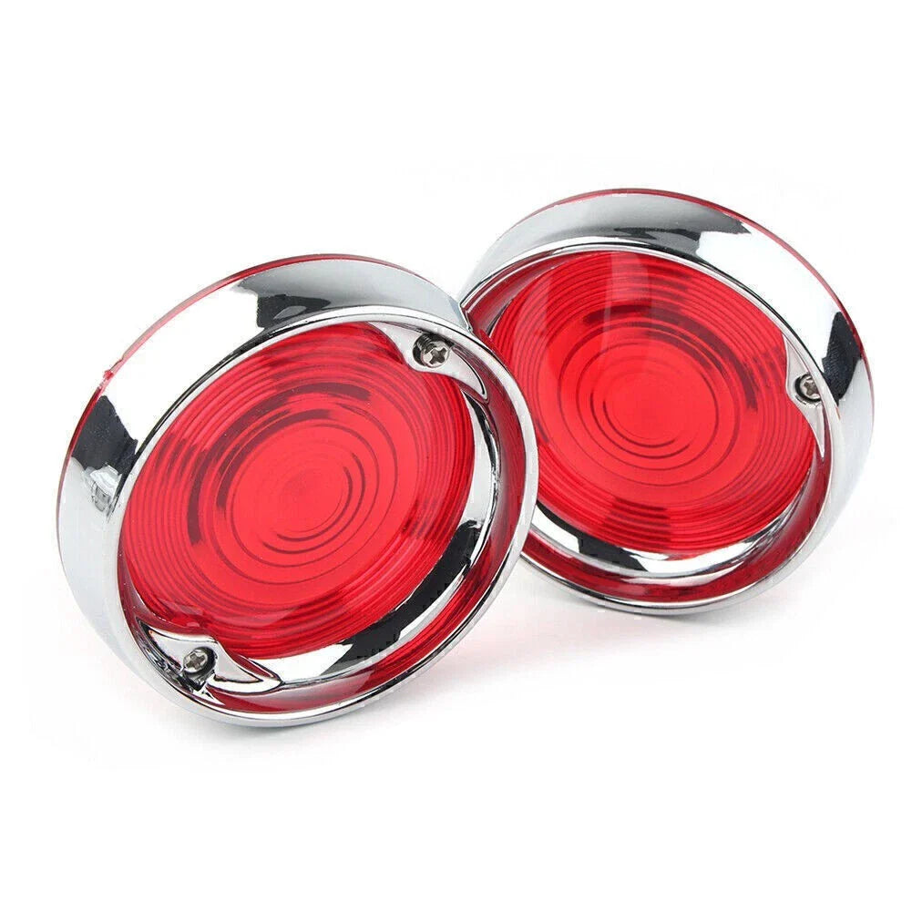 Turn Signal Bezels  Red Lens Covers Chrome for Harley Touring Road Glide