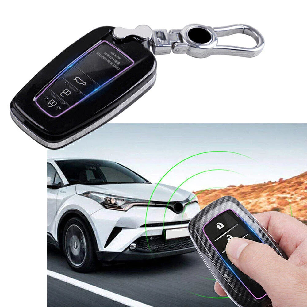Black Remote Key Fob Case for Toyota Camry Corolla C-HR RAV4 Prius (2018-2023)