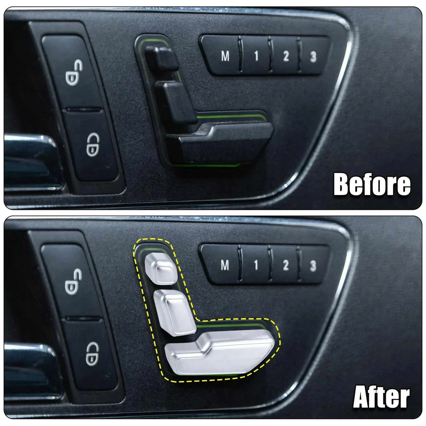6 x Silver Tone Door Seat Adjust Button Switch Covers for Mercedes Benz B180
