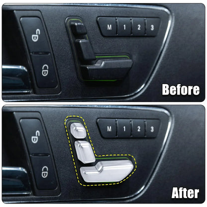 6 x Silver Tone Door Seat Adjust Button Switch Covers for Mercedes Benz B180