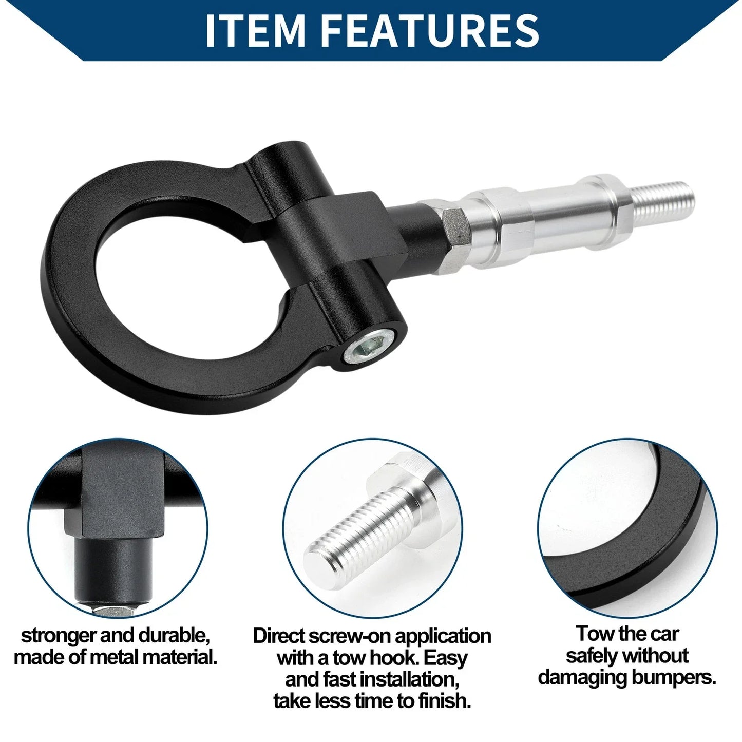 Tow Hook for Honda S2000 20.4cm Black (2000-2009)