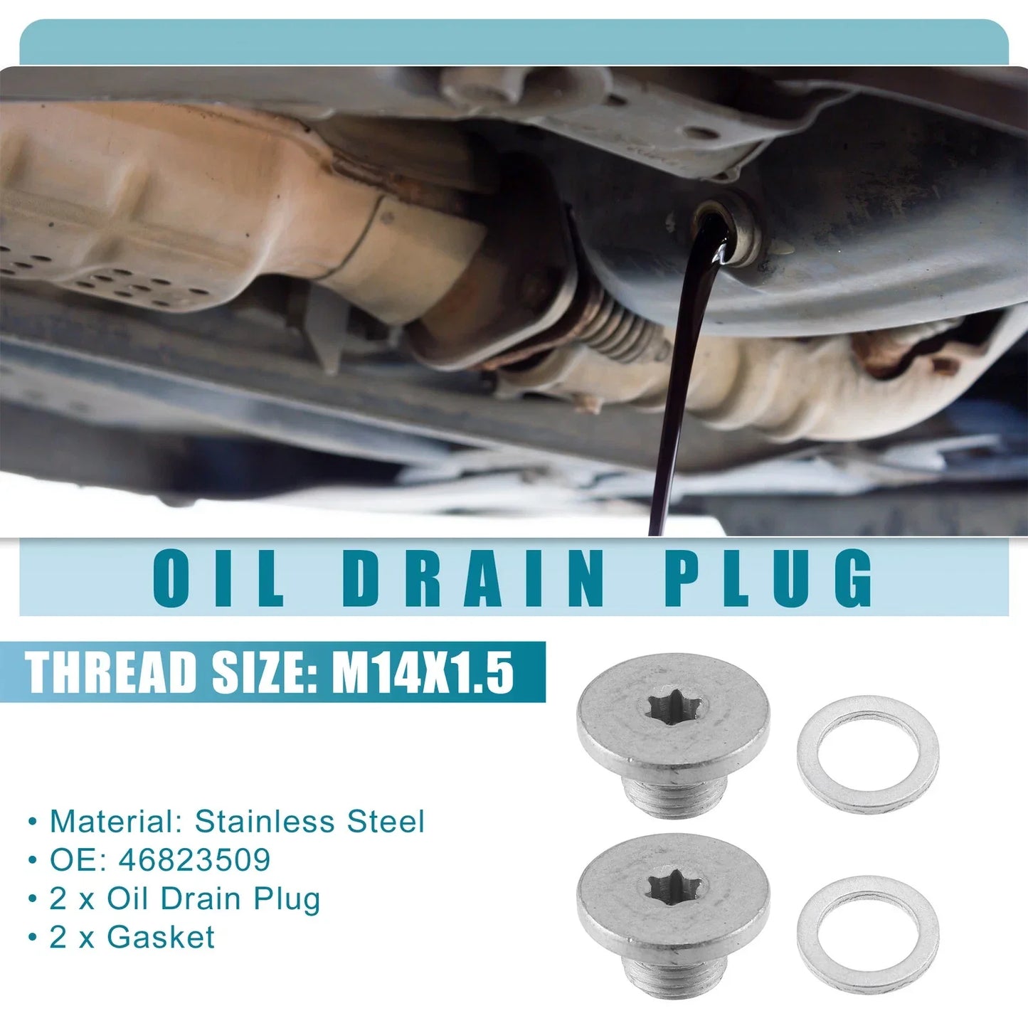 Engine Oil Drain Plug Bolt for Chevrolet Cruze (Set of 2)