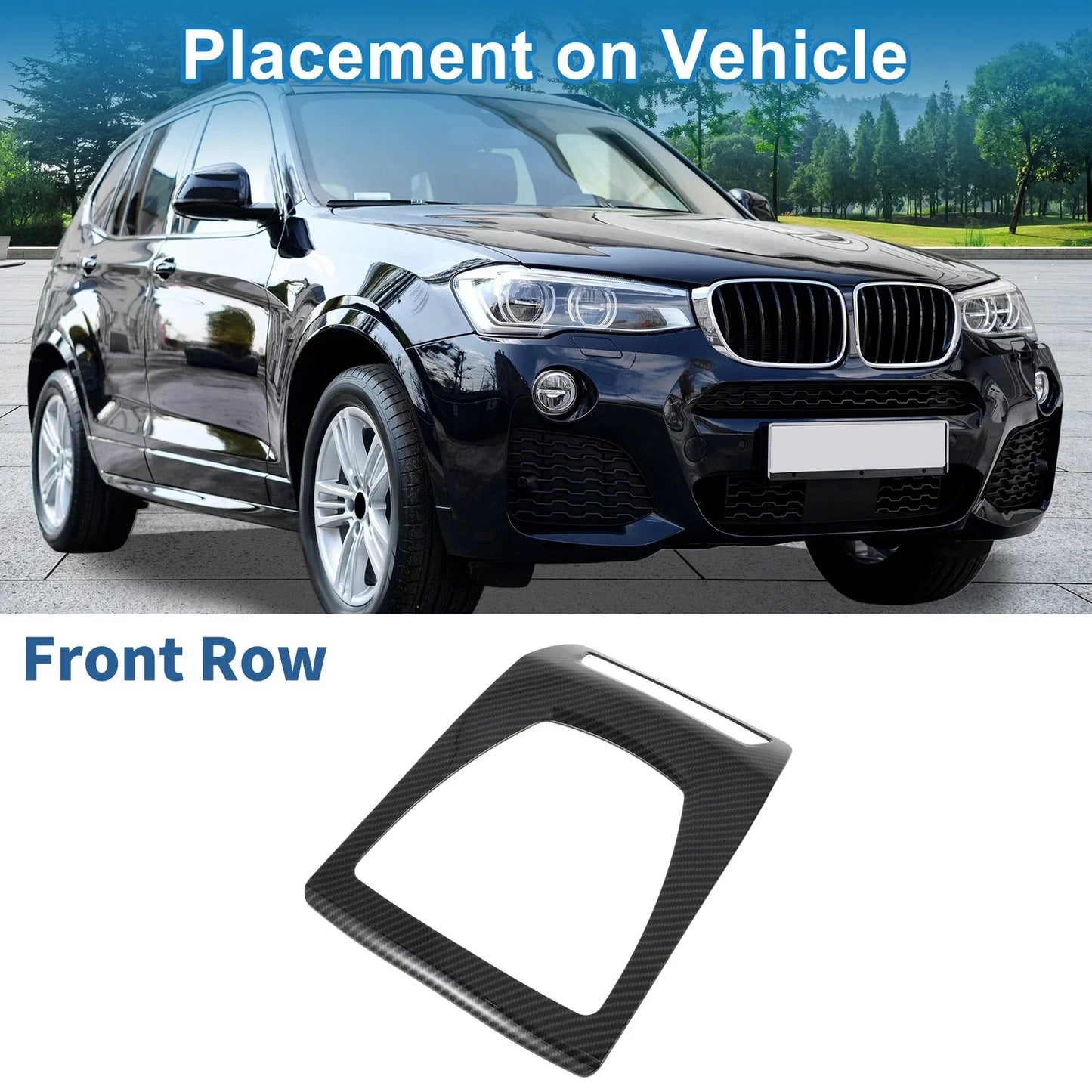 Front Row Headlight Trim Bezel for BMW X3 (2014-2017) Carbon Fiber Black