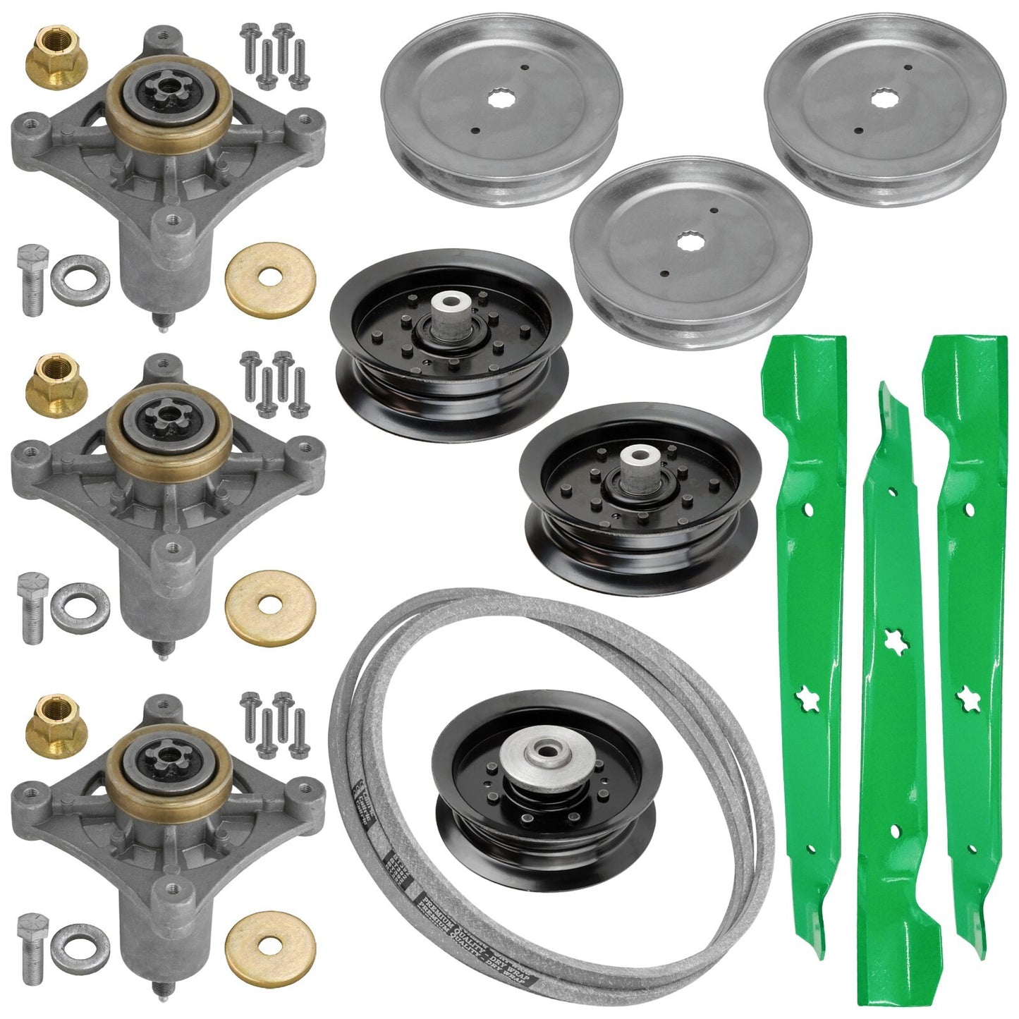 Deck Blade Spindle Belt Kit Combo for Husqvarna RZ5424 RZ5426 Z254 (2004–2018)
