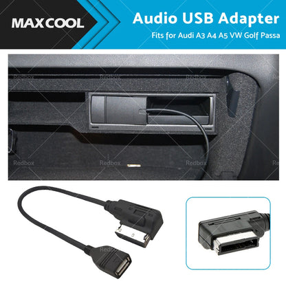 USB AUX MP3 Cable Adapter for Audi Q3 Q5 Q7 R8 A3 A4 A5 A6 (2009-2023)