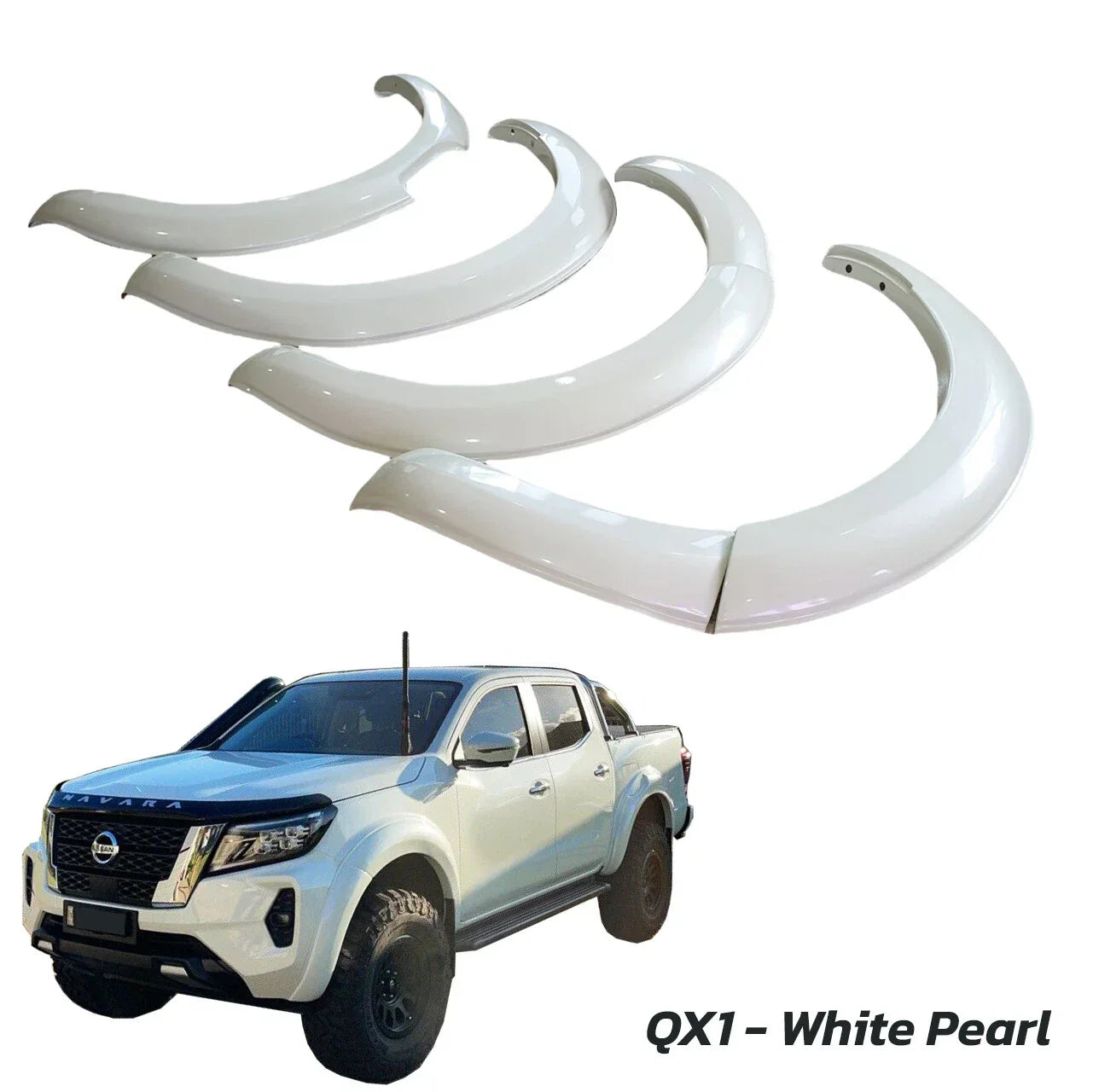 6" White Pearl Fender Flares for Nissan Navara 2021-2023 PRO-4X PRO-2X