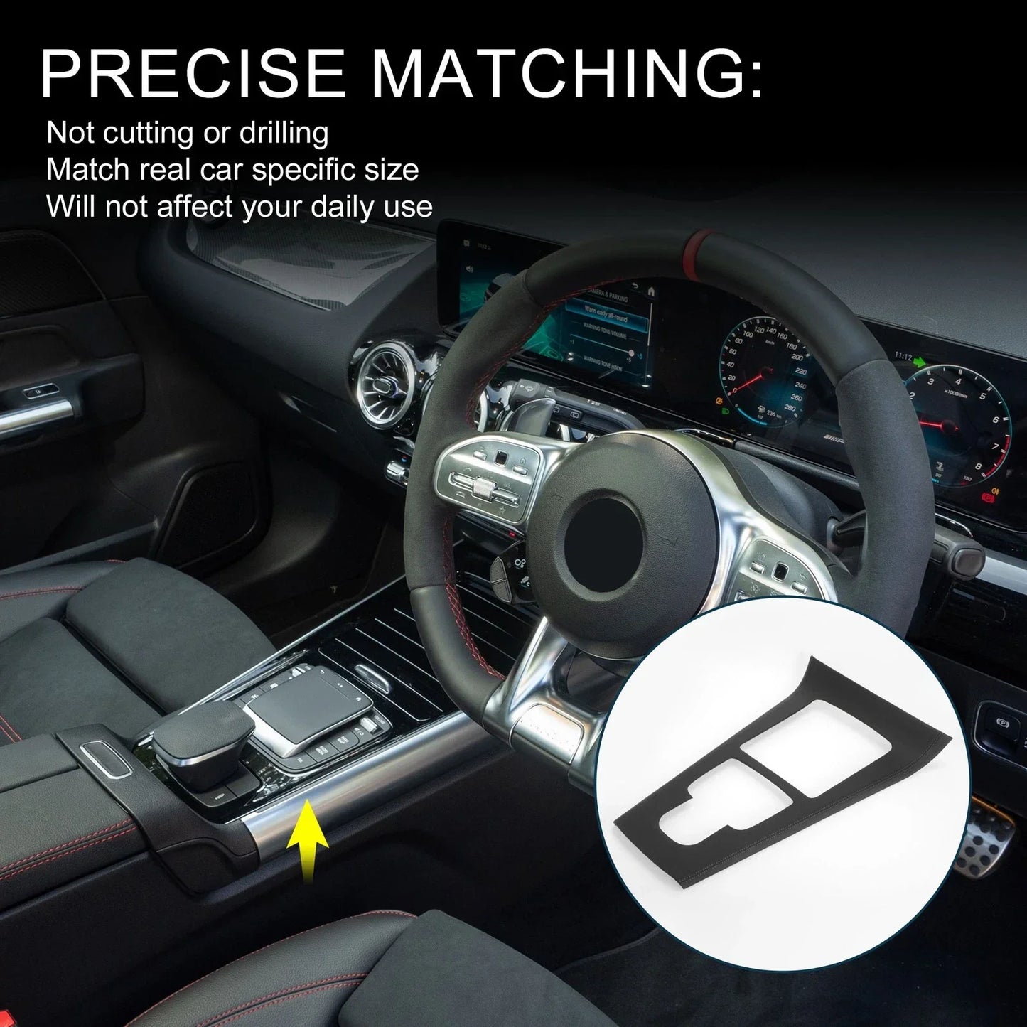 Center Console Panel Sticker for Mercedes-Benz GLA Class (2020-2021) Black Gray
