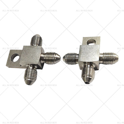 Pair of Stainless Steel 3 AN Male Brake Hose Tee Blocks for Car Model