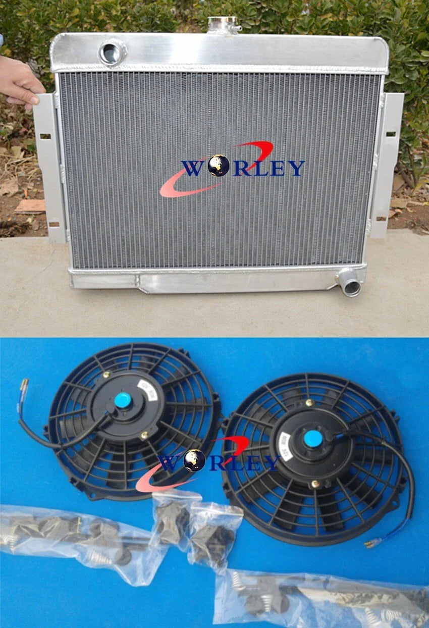 Aluminum Alloy Radiator + Fans for 1972-1986 Jeep CJ, CJ5, CJ7 V8