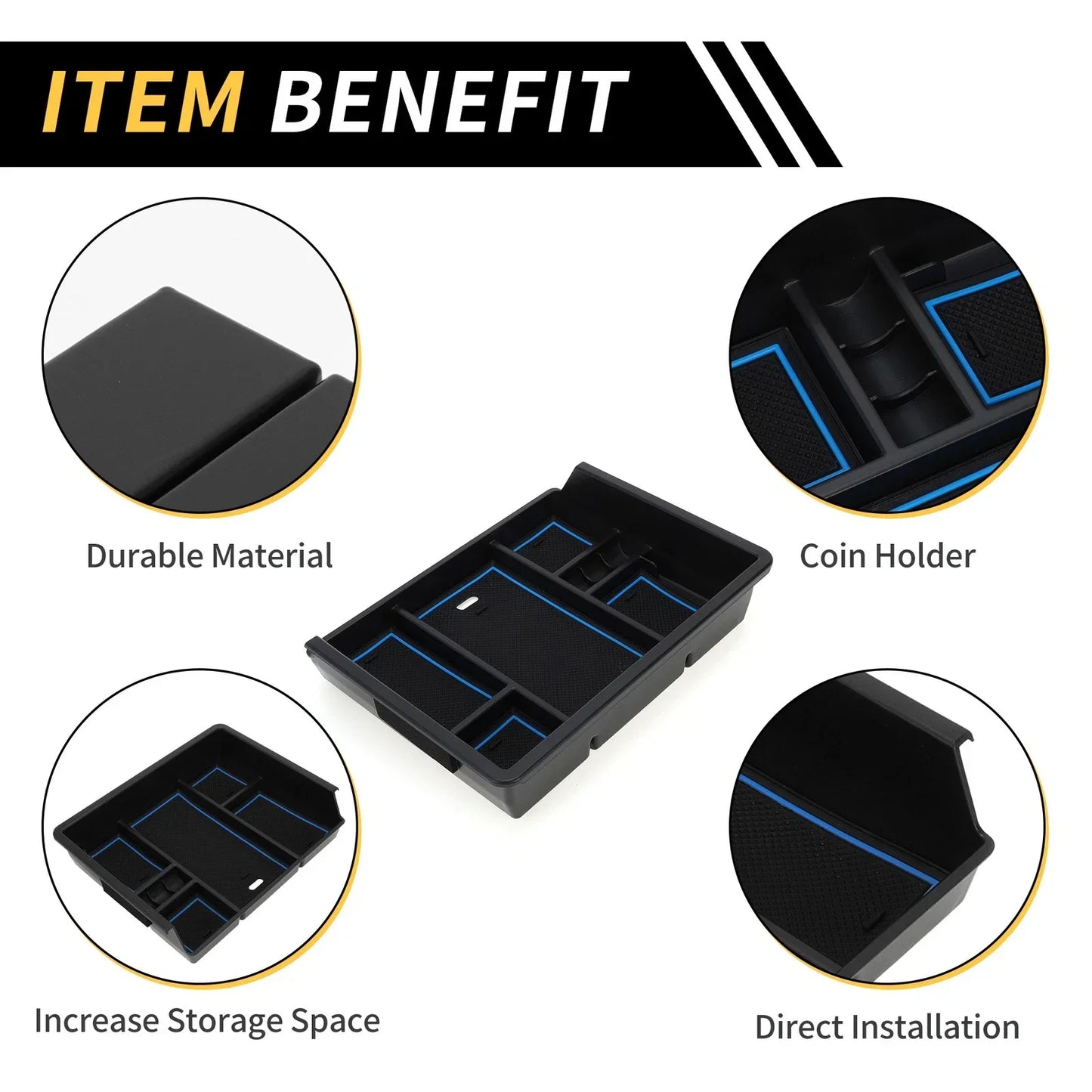 Center Console Organizer Box Tray for Chevy Silverado & GMC Sierra (2014-2023)