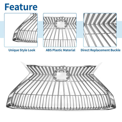 Front Hood Bumper Grille for Lexus ES350 (2019-2021) Chrome Silver Tone