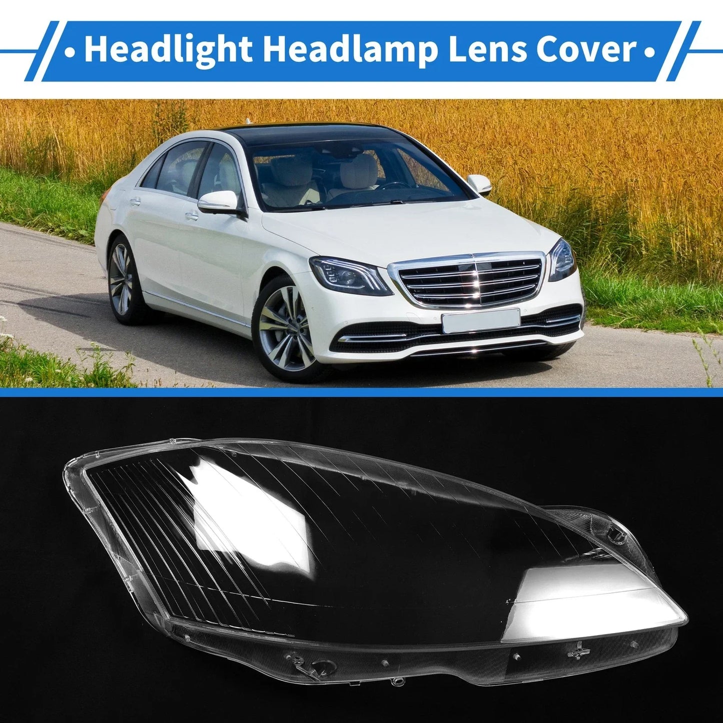 Car Front Right Headlight Lens Cover for Mercedes-Benz S-Class (2006-2009)