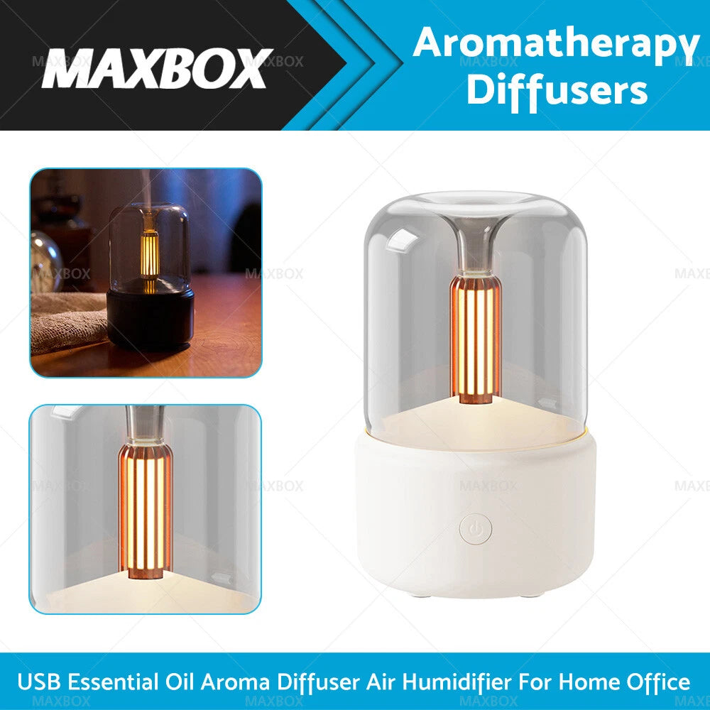 USB Essential Oil Aroma Diffuser Humidifier for Desktop Candle Light