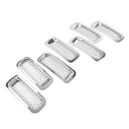 7 Pcs Chrome Front Mesh Grille Cover for Jeep Patriot (2011-2017)