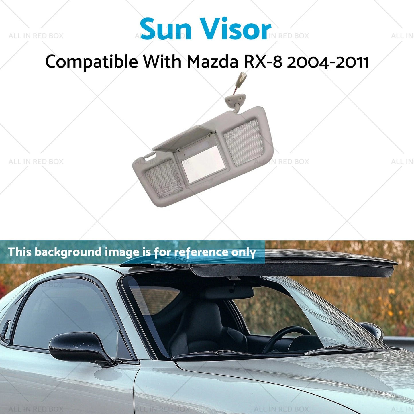 Left Side Gray Sun Visor w/ Mirror for Mazda RX-8 (2004-2011)