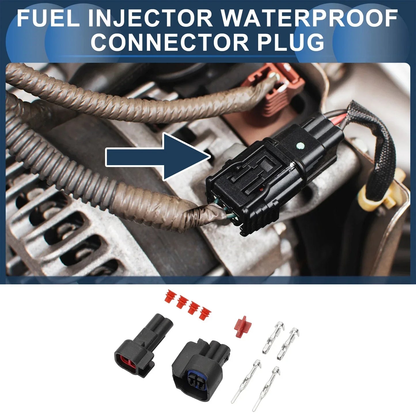 Fuel Injector Waterproof Connector Plug for Chevrolet - 1 Set, Plastic, Copper