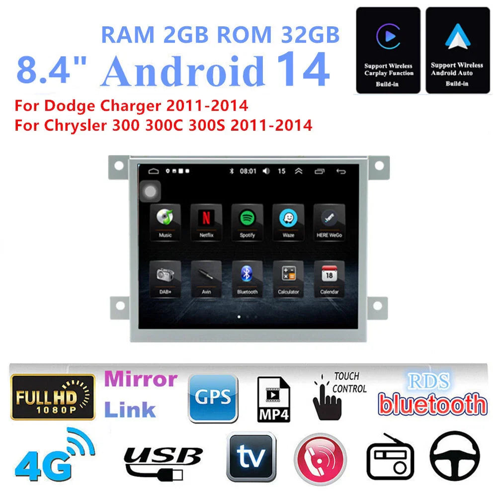 8.4" Carplay Stereo Radio GPS for Dodge Charger Chrysler 300 (2011-2014)