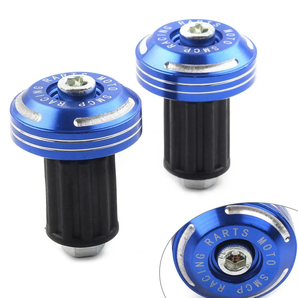 CNC Handlebar Grips & End Cap Plugs for Dirt Bike - Blue