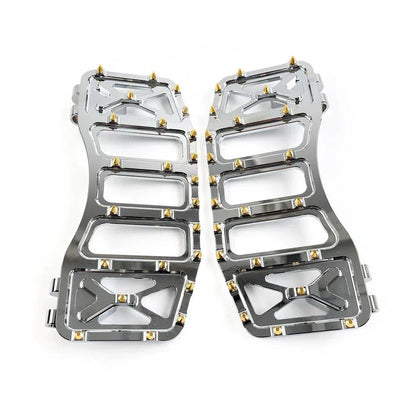 Chrome & Gold Foot Pegs for Harley Softail Touring Road Glide