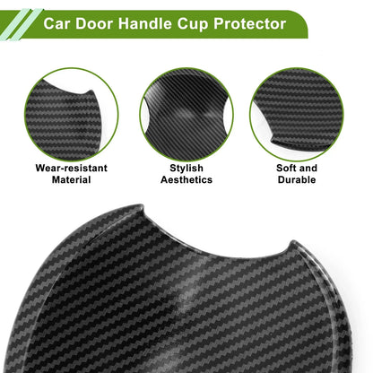 Car Door Handle Cup Protectors for Honda Civic 8th Carbon Fiber Black 4 x Pcs
