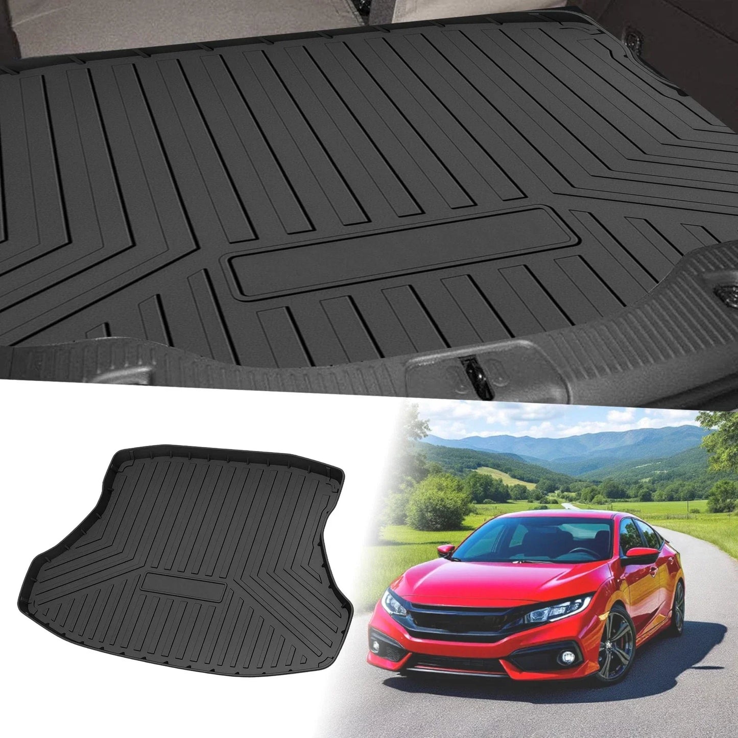 Flat Face Cargo Liner Rear Trunk Mat for Honda Civic (2011-2015) 1 x TPE