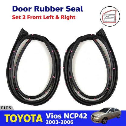 Door Rubber Seal Weatherstrip FL+FR Fits Toyota Vios NCP42 4D Sedan 2003-06 D05