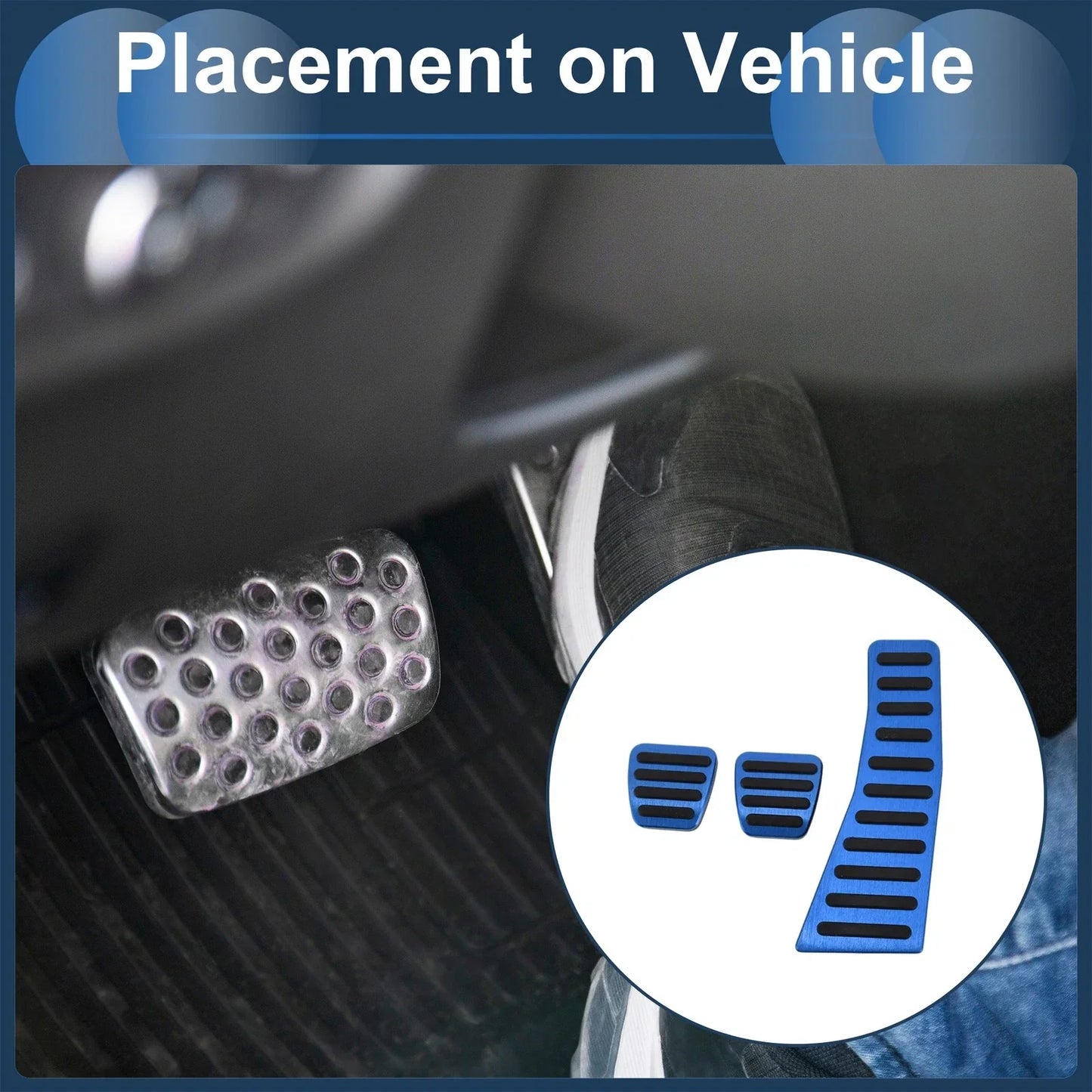 3 x Manual Foot Accelerator Pedal Covers for Honda Civic (2006-2009) Blue