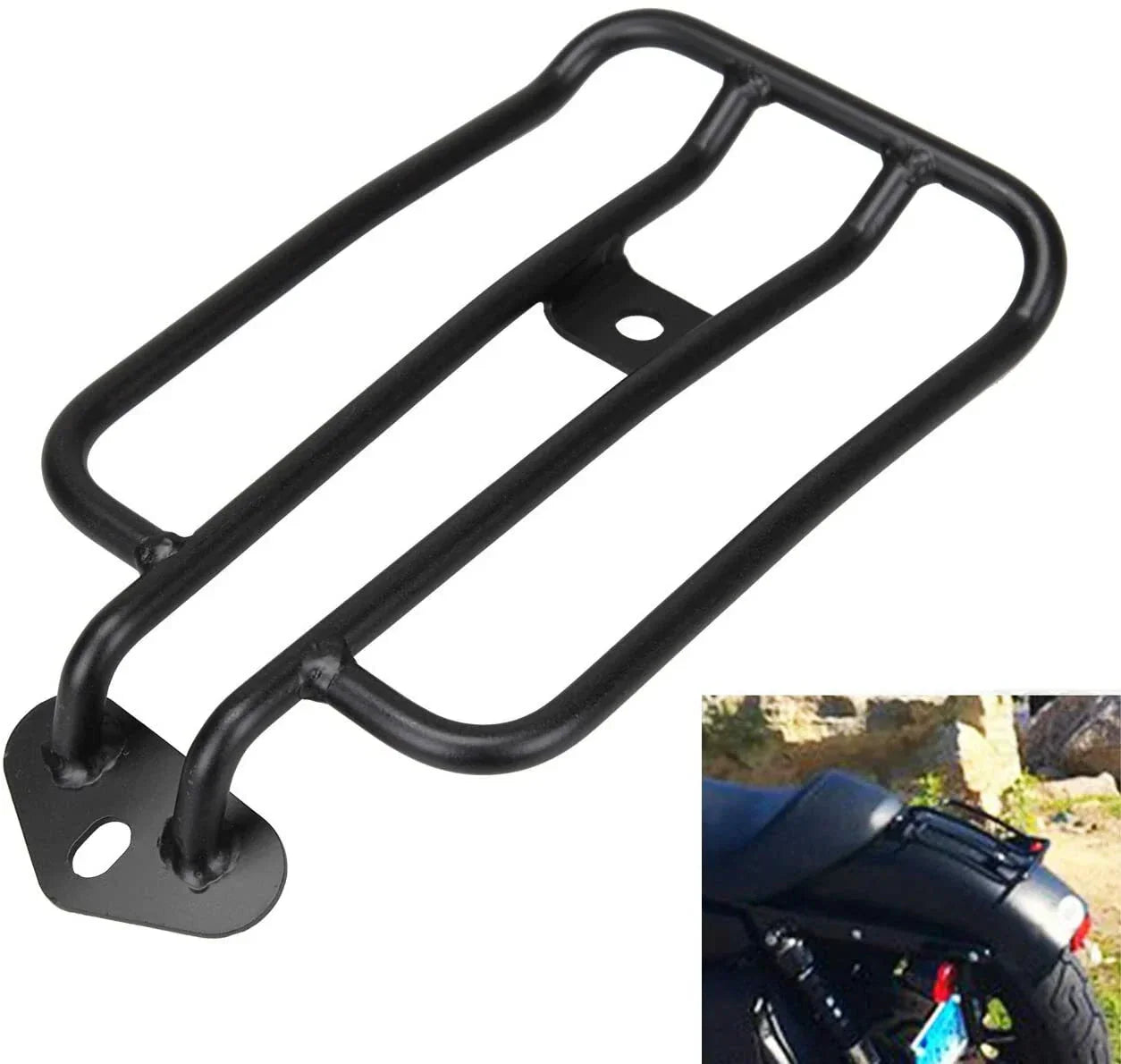 Black Rear Luggage Rack Carrier for Harley-Davidson