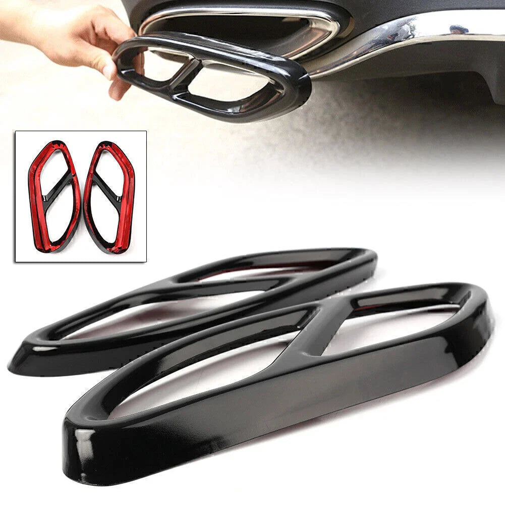 Black Exhaust Muffler Pipe Cover Trim for Benz GLC C E Class (2015-2023)