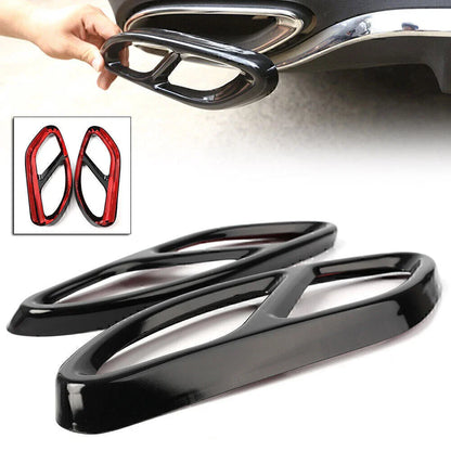 Black Exhaust Muffler Pipe Cover Trim for Benz GLC C E Class (2015-2023)