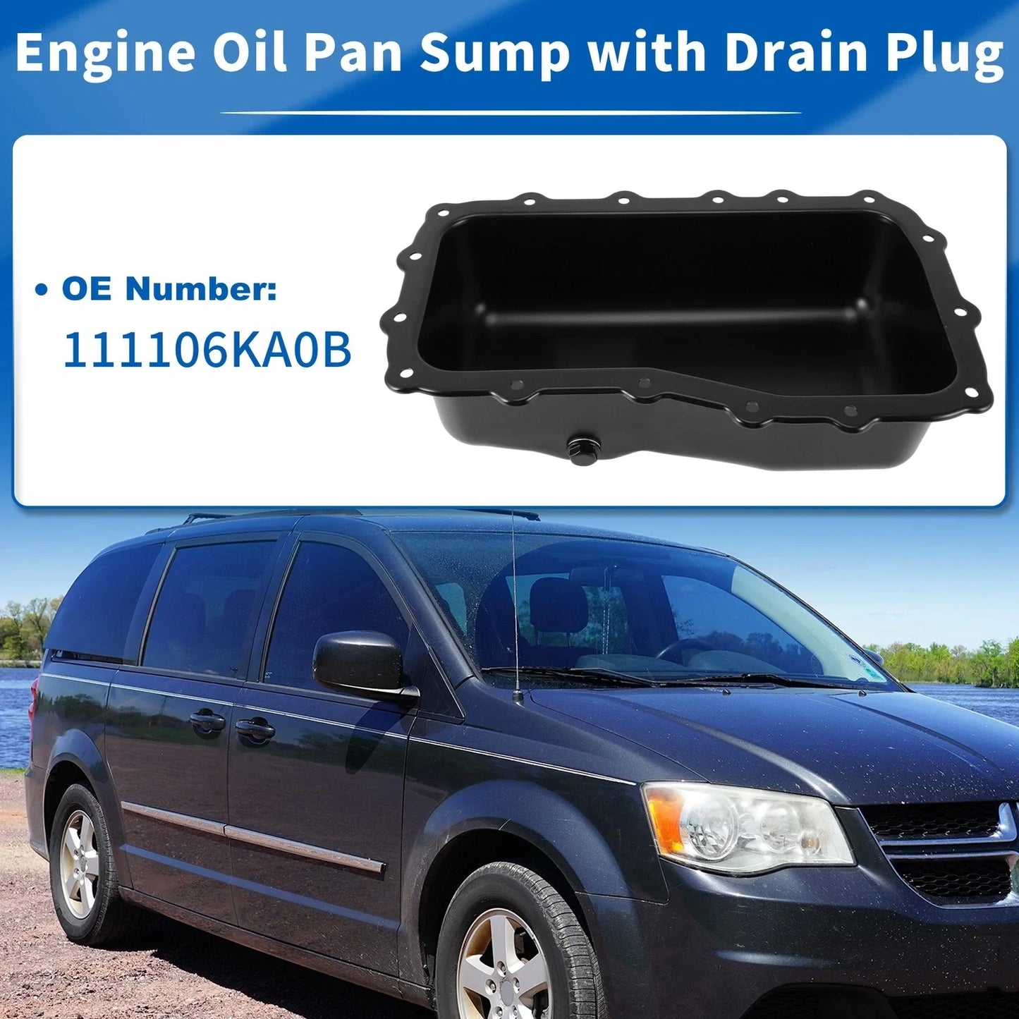 Engine Oil Pan Sump with Drain Plug for Dodge Grand Caravan (2009-2010)