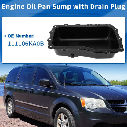 Engine Oil Pan Sump with Drain Plug for Dodge Grand Caravan (2009-2010)