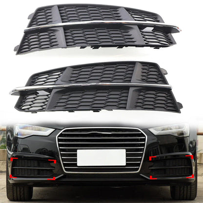 Black Chrome Front Bumper Lower Side Grille for Audi A6 (2014-2018)