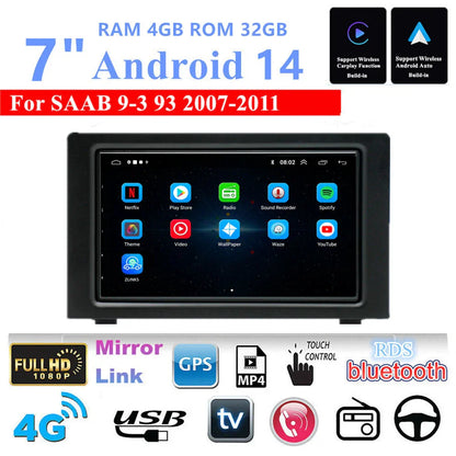 7" Car Stereo Radio GPS Navigation WIFI 4G for SAAB 9-3 (2007-2011)