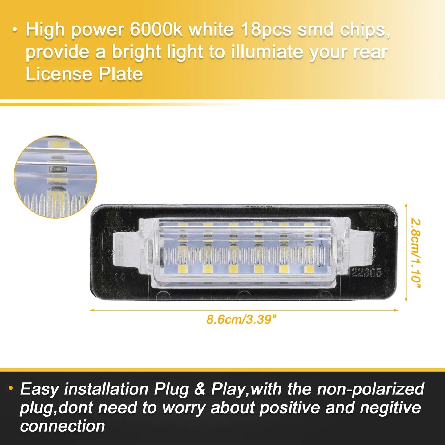 LED License Plate Light Assembly for Mercedes-Benz E-Class (1996-2002)
