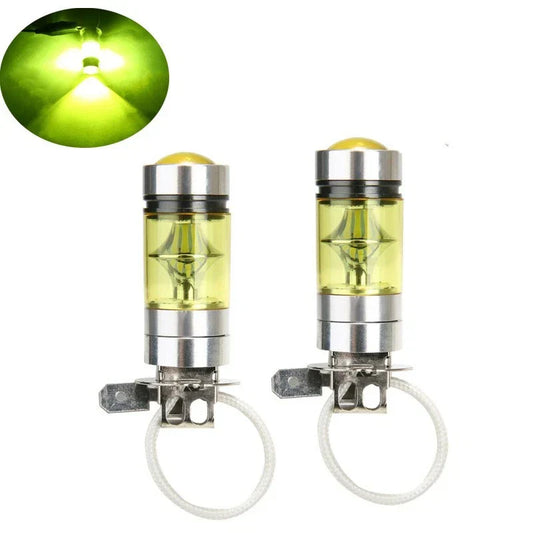 2 x H3 100W 2828SMD LED Car Fog Light Tail Lamps Bulbs Yellow 12-24V