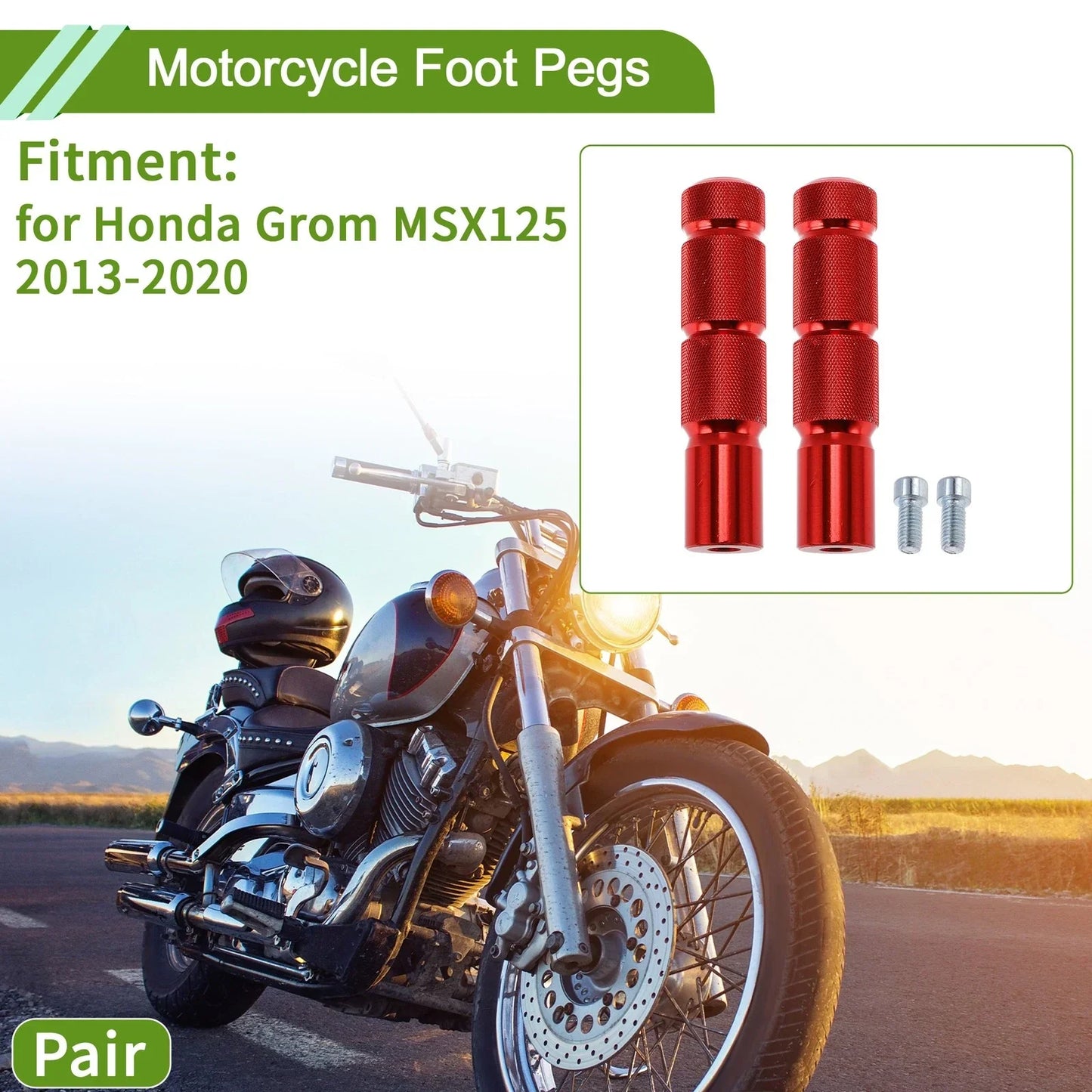 Motorcycle Foot Pegs for Honda Grom MSX125 2013-2020 Aluminum Alloy Red