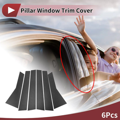 6 Pcs Car Door Pillar Window Trim for Honda CR-V 2012-2016 Black Carbon Fiber