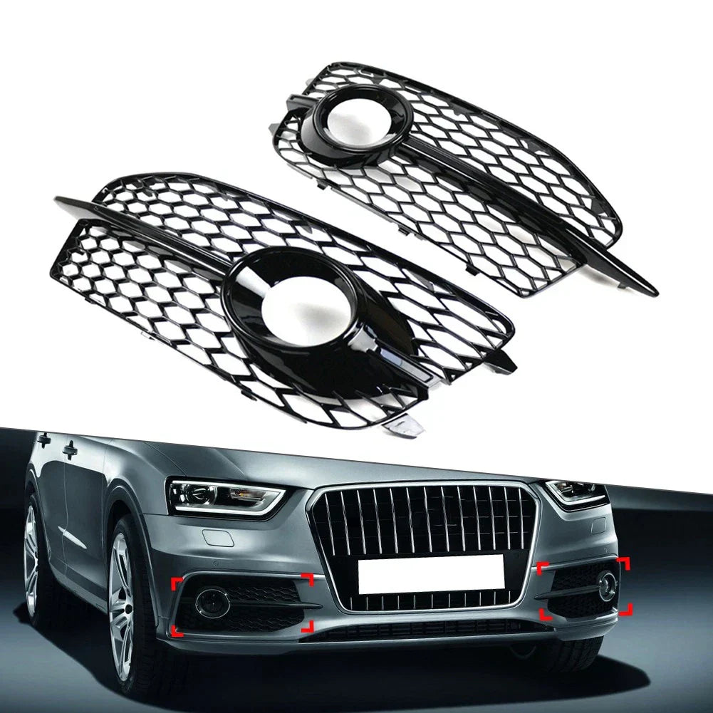 Honeycomb Front Grille Fog Light Covers for Audi Q3 (2012-2014)