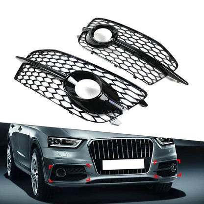 Honeycomb Front Grille Fog Light Covers for Audi Q3 (2012-2014)